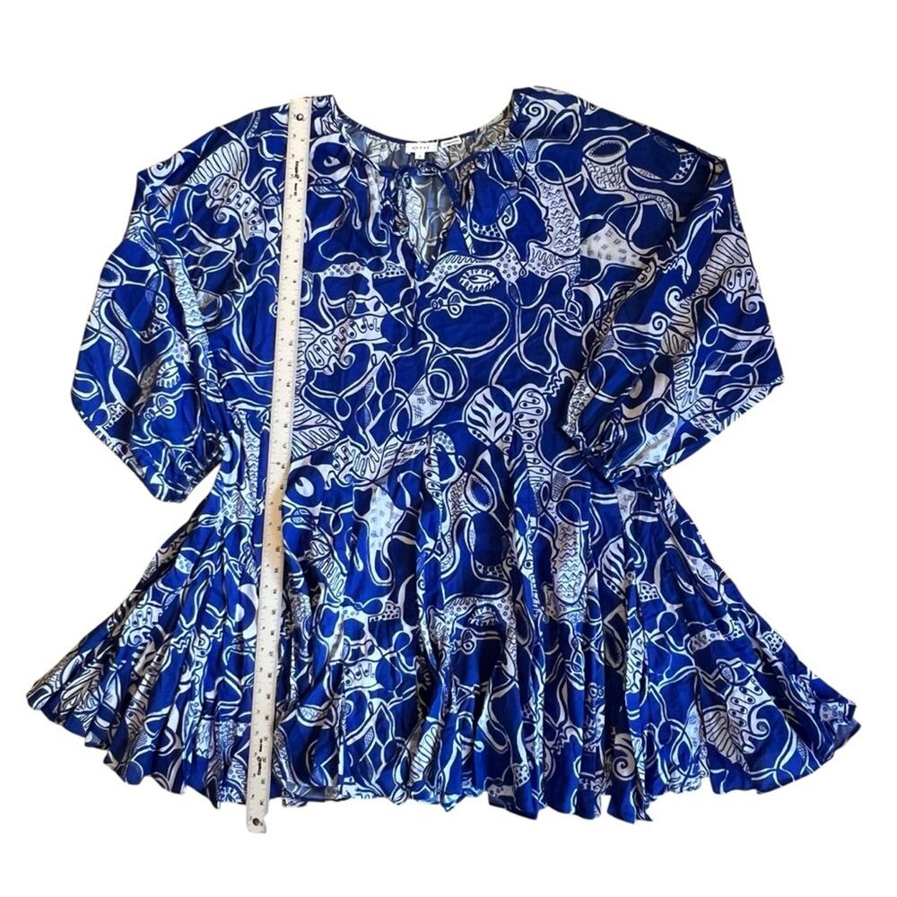 Rhode Women’s Sz M Blue Floral Print Mini Dress Emma Long Sleeve Mini - Picture 12 of 15